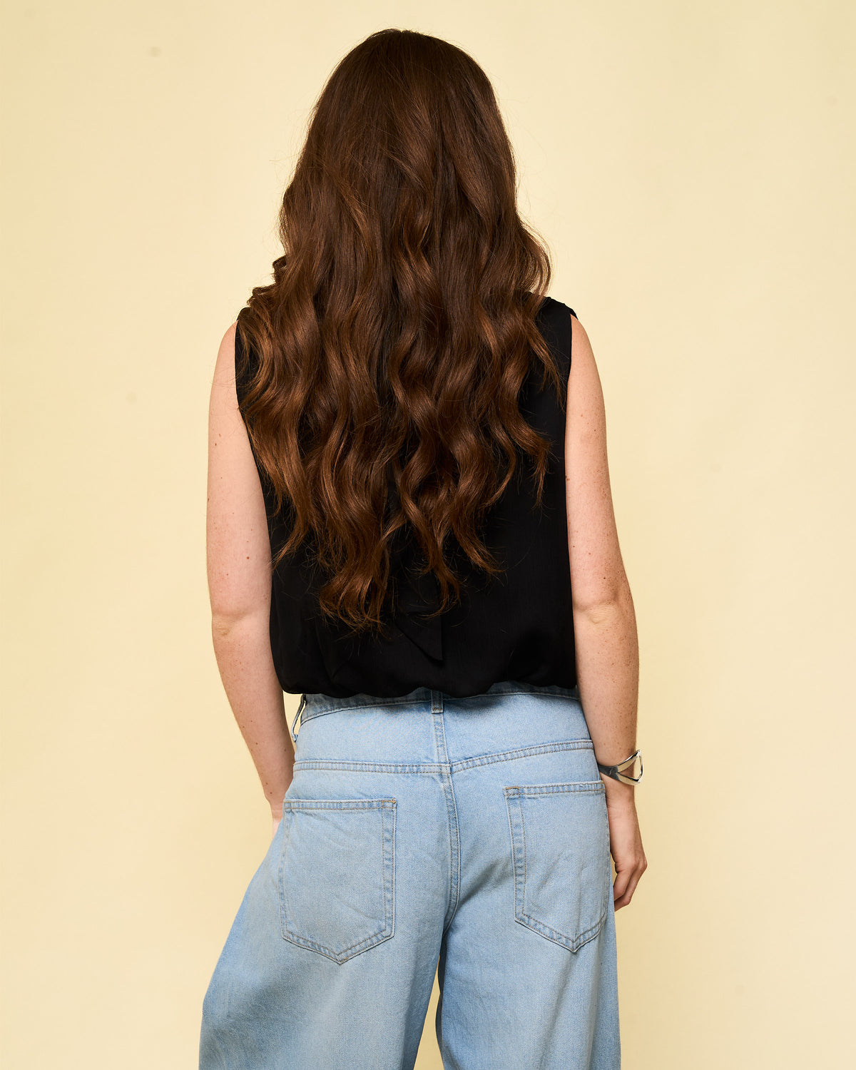 Gedrapeerde top chiffon zwart