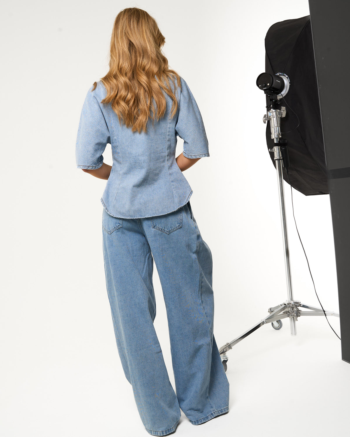 Getailleerde denim blouse