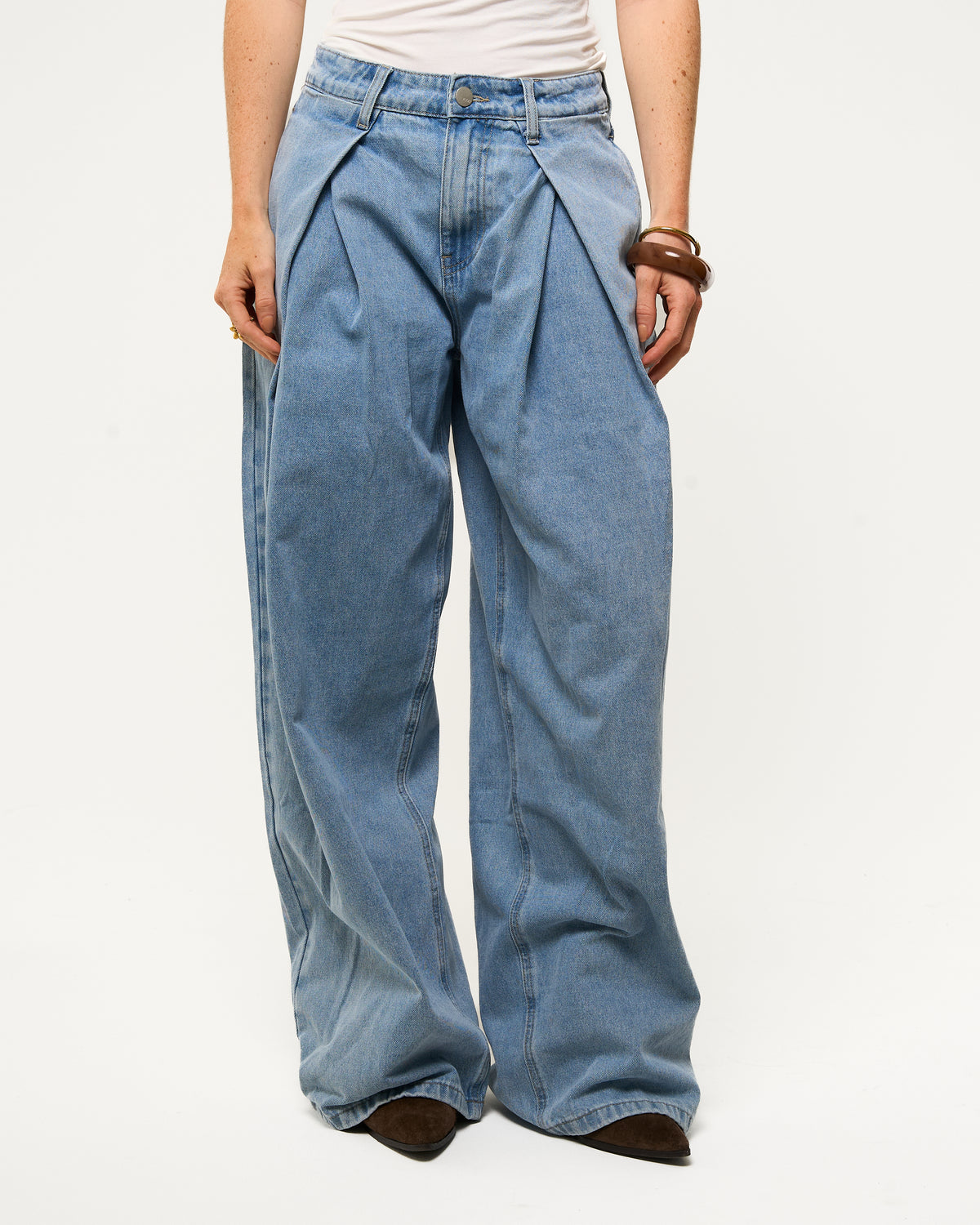 Baggy jeans met plooien