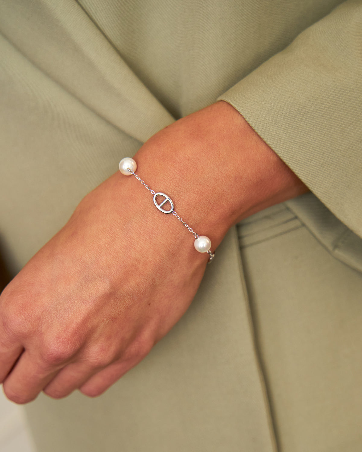 Armband met ronde parels zilver