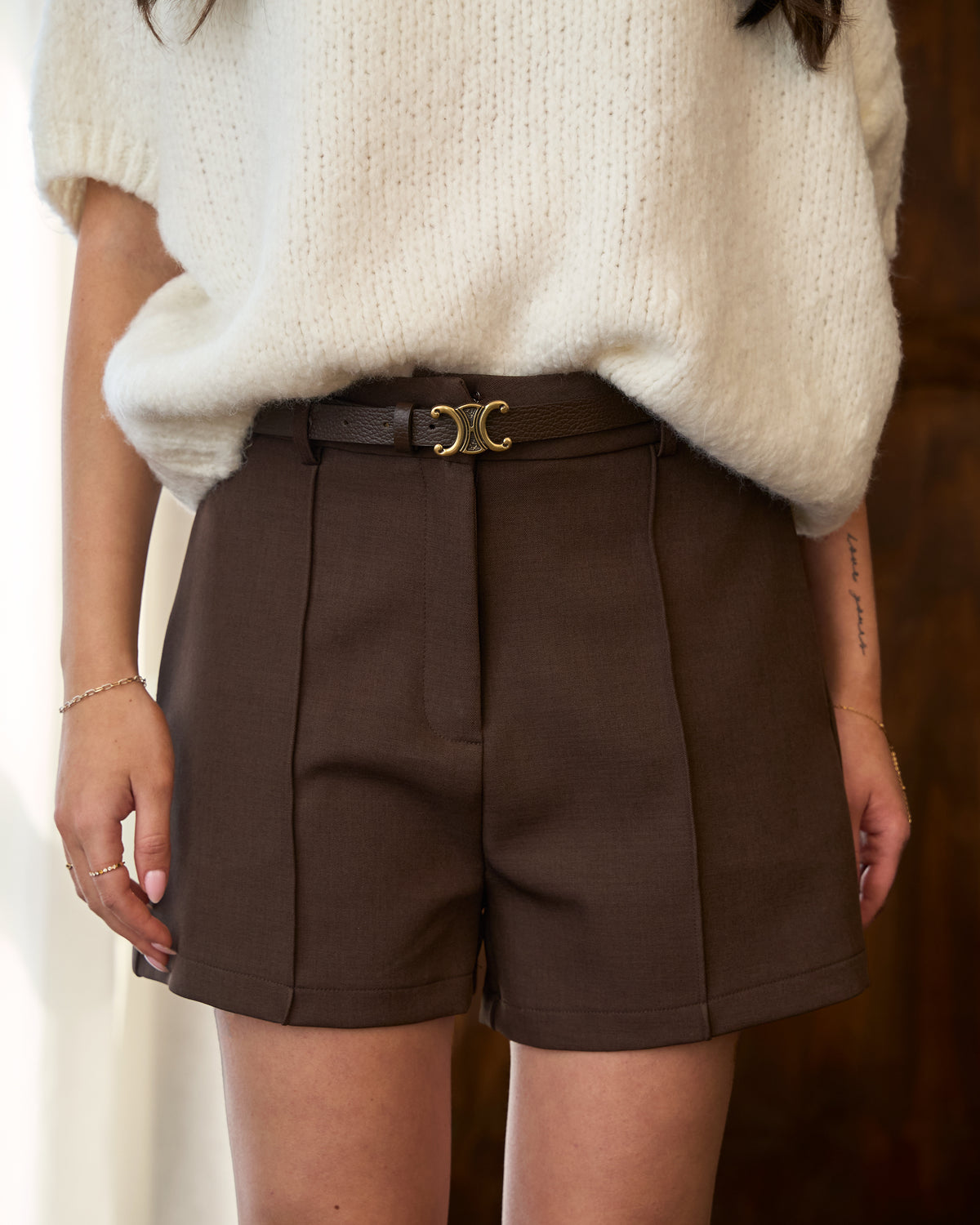 Leren riem met logo donkerbruin