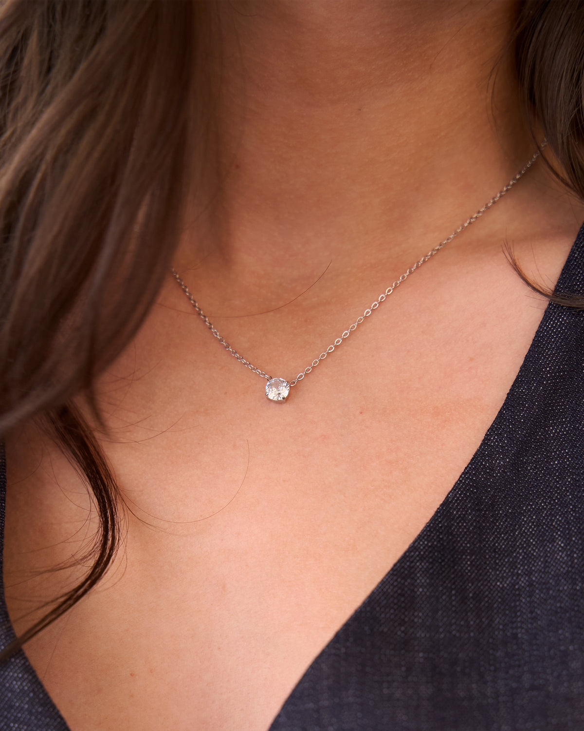 Ketting met steentje zilver