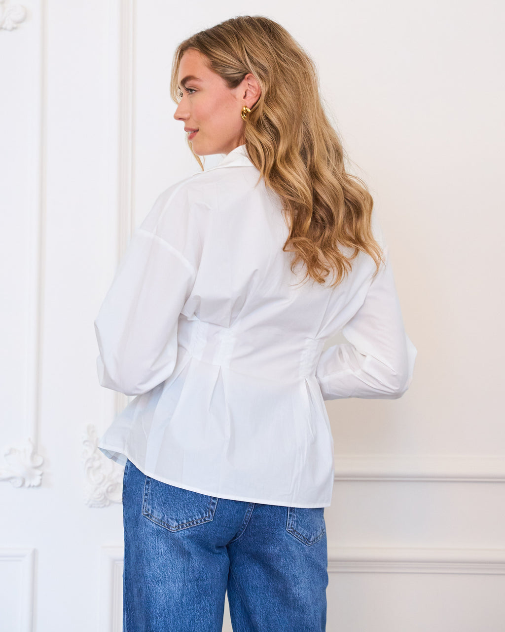 Getailleerde peplum blouse wit
