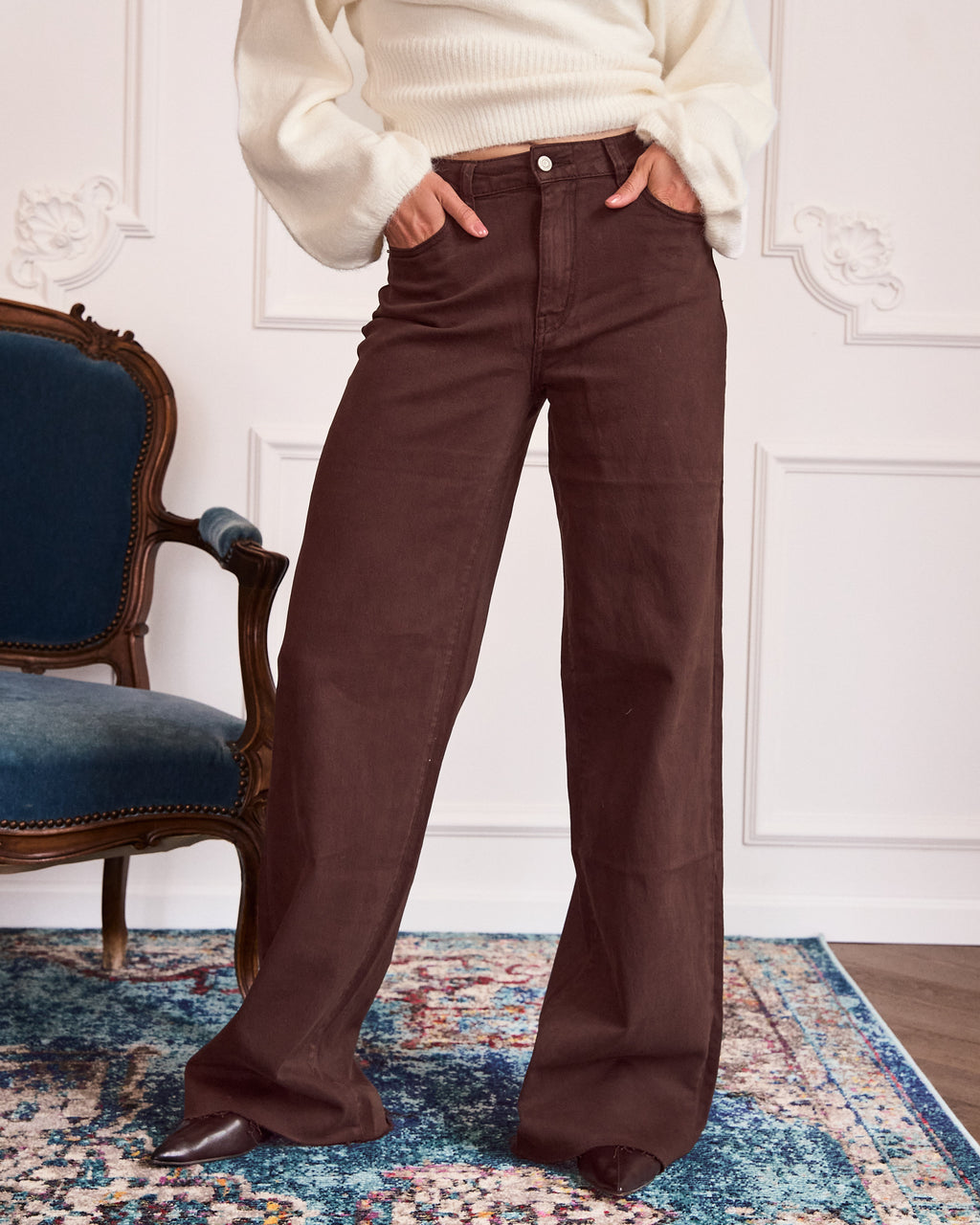 Tall jeans wide leg donkerbruin