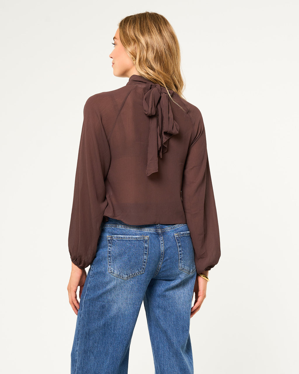 Ruffle blouse donkerbruin