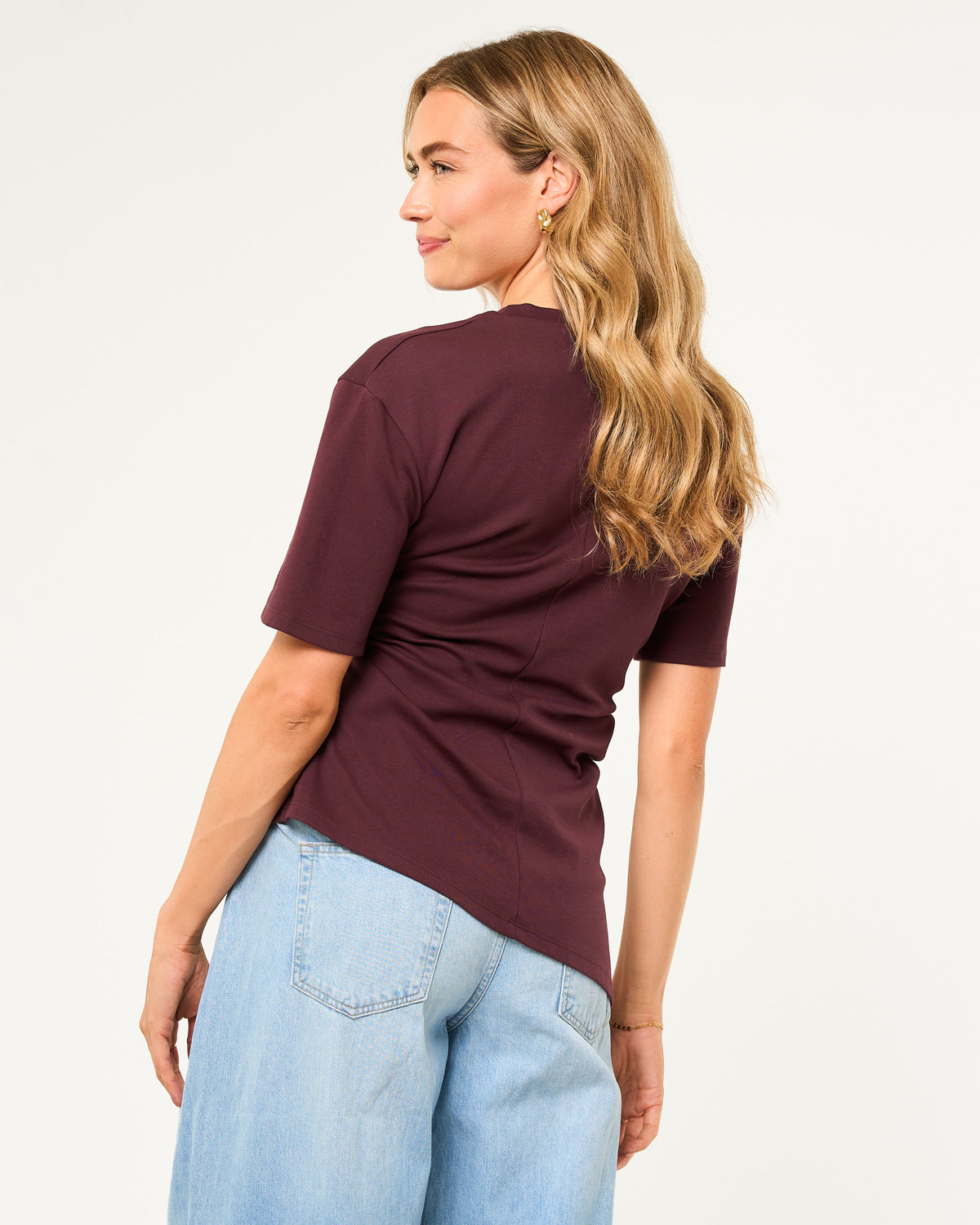 T-shirt met gouden detail wijnrood