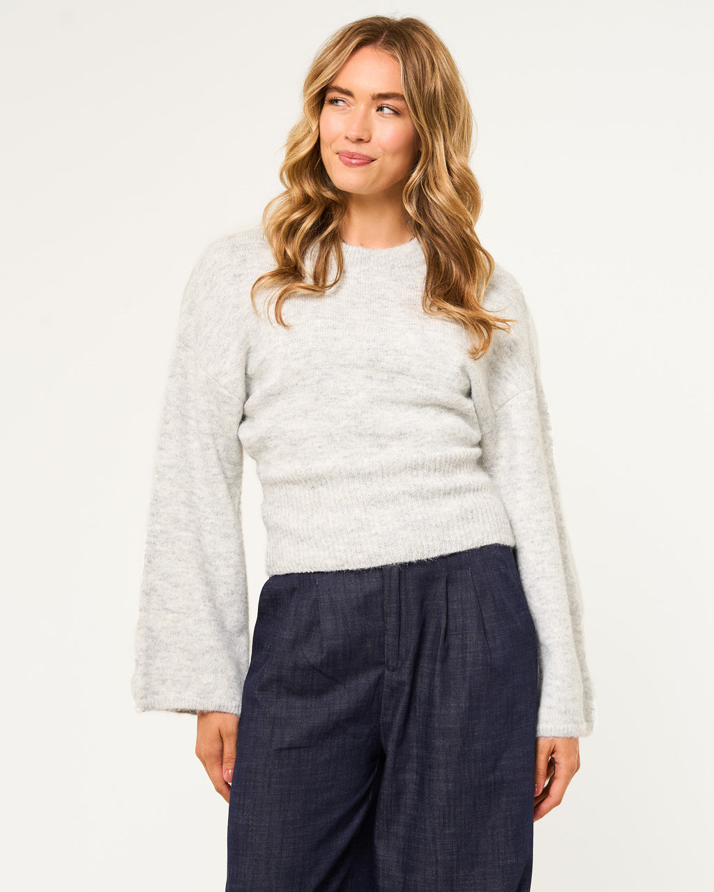 Fijngebreide oversized trui grijs