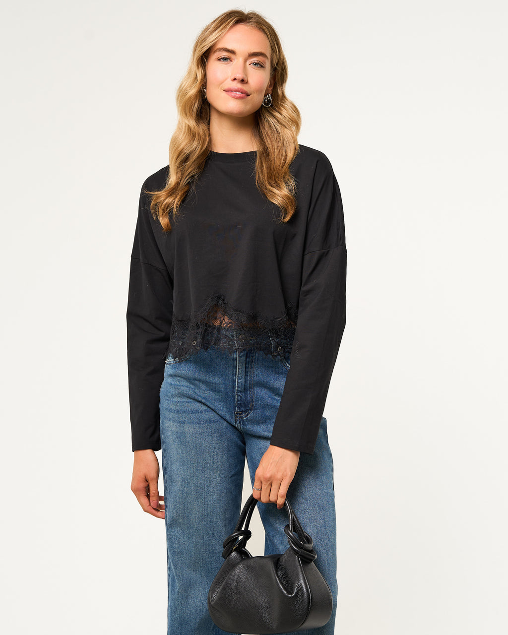 Longsleeve met kant zwart