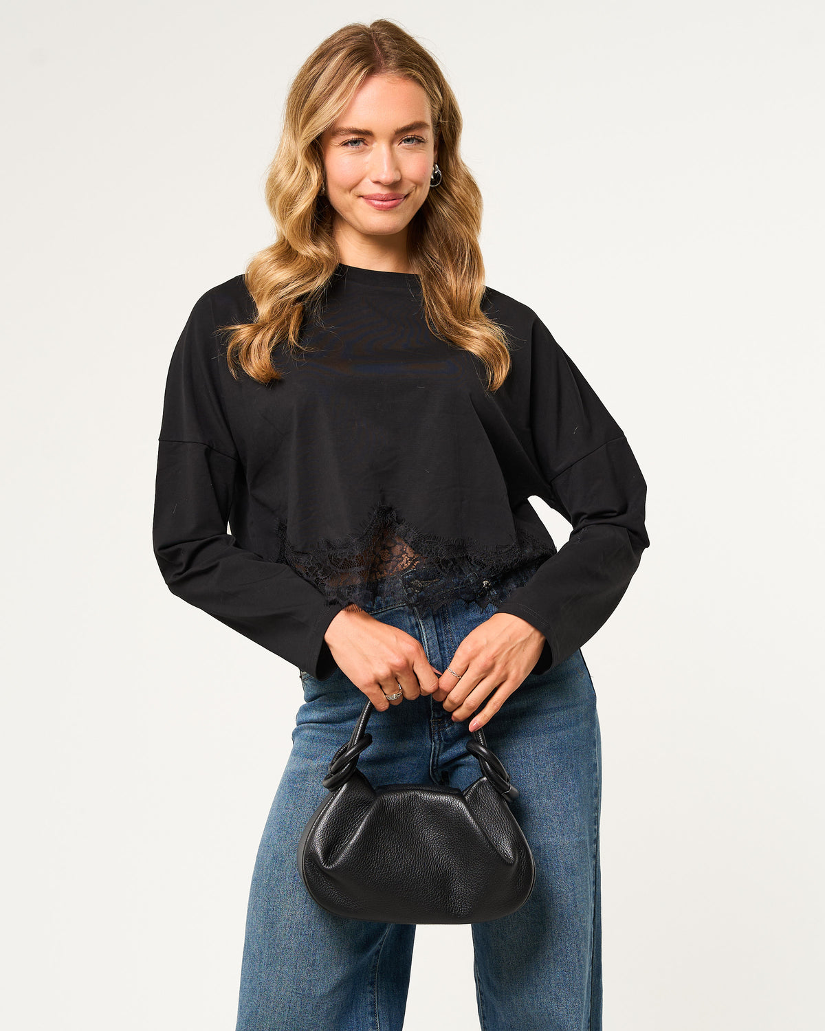 Longsleeve met kant zwart