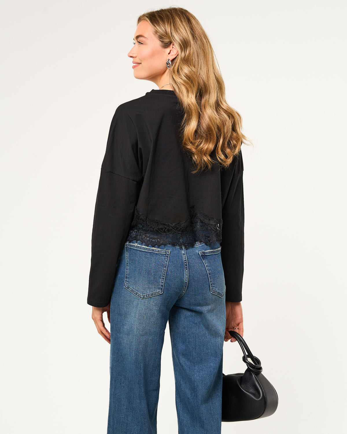 Longsleeve met kant zwart