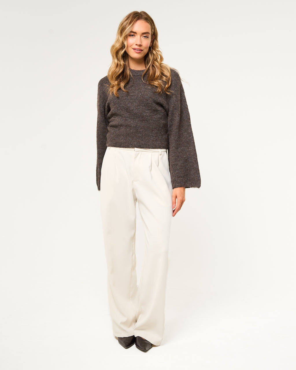 Pantalon straight fit ecru