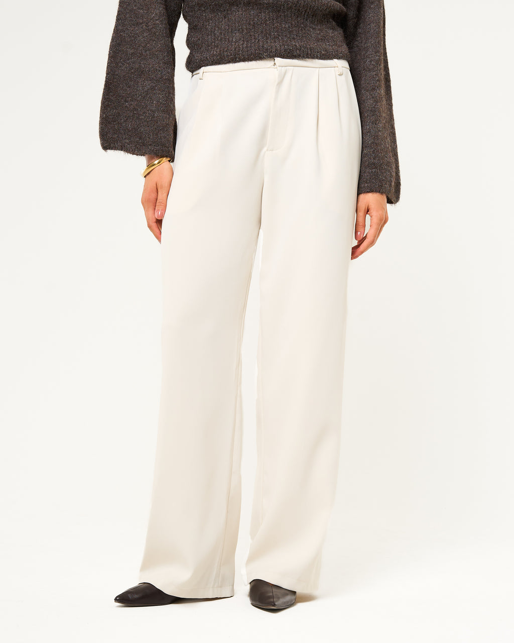 Pantalon straight fit ecru