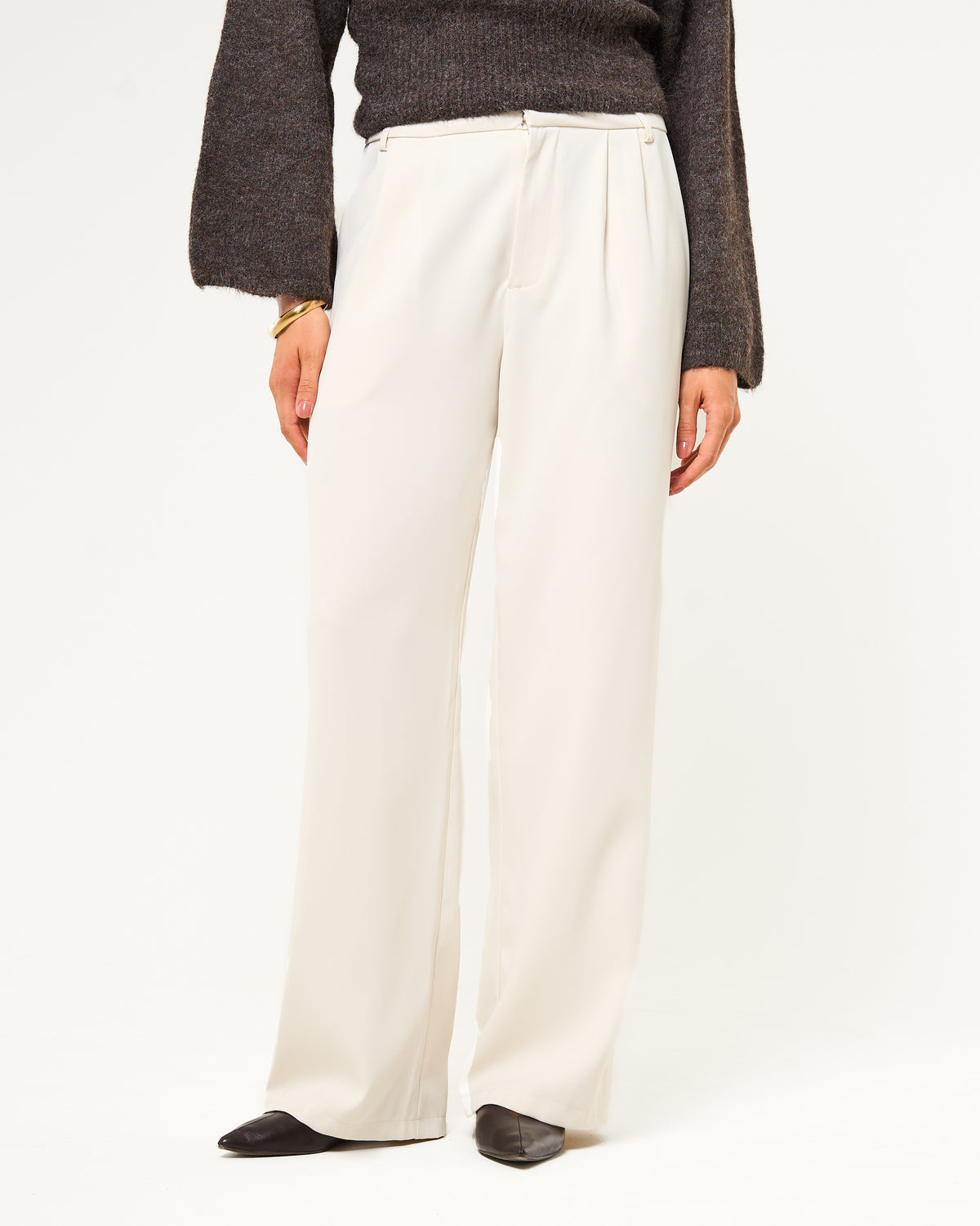 Pantalon straight fit ecru