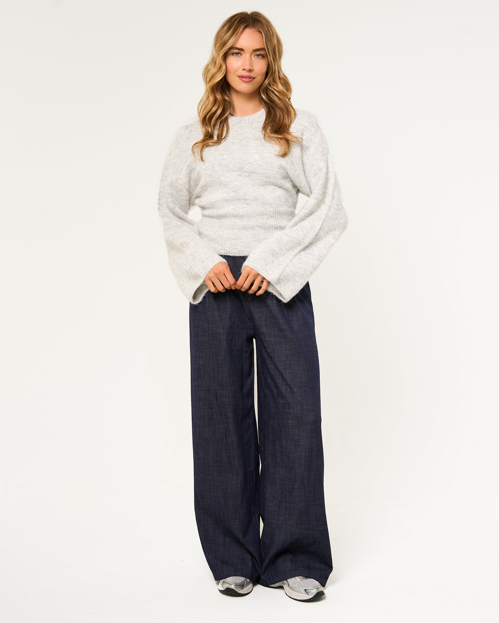 Fijngebreide oversized trui grijs