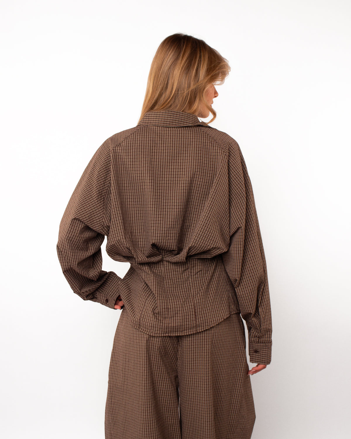 Geruite taille blouse