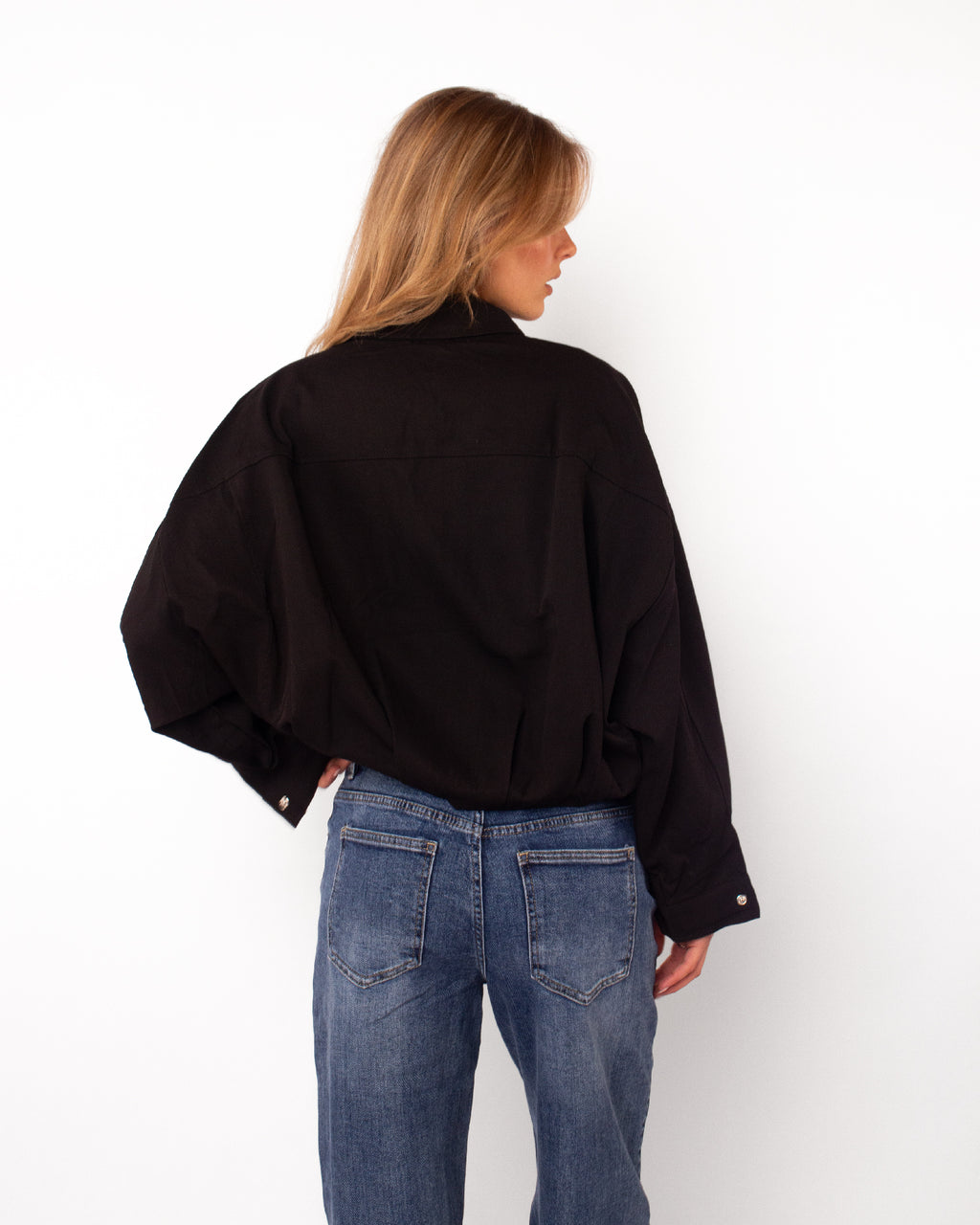 Oversized bomber jacket zwart