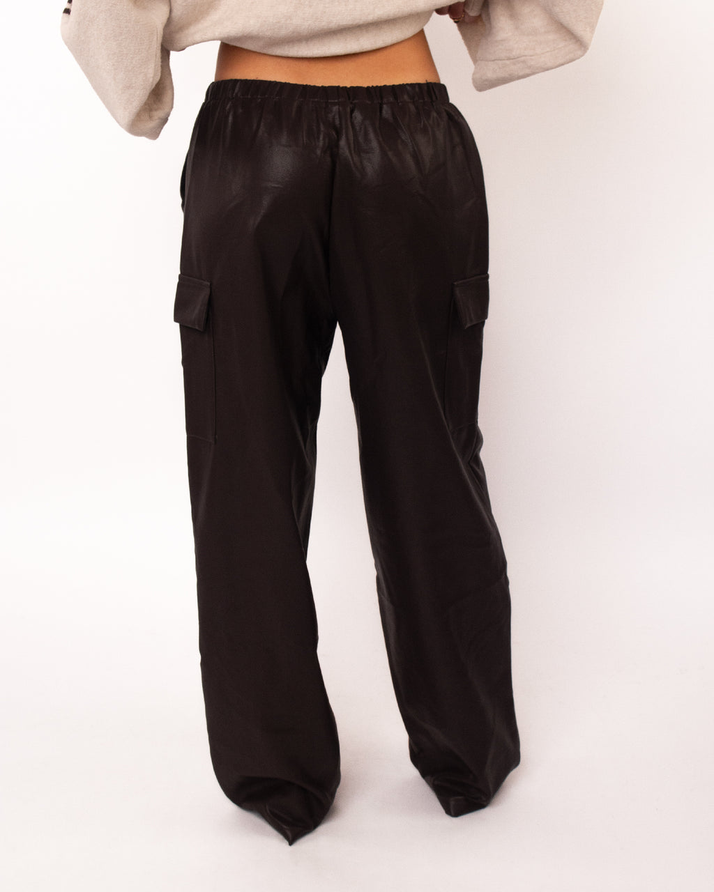 Leren cargo broek donkerbruin