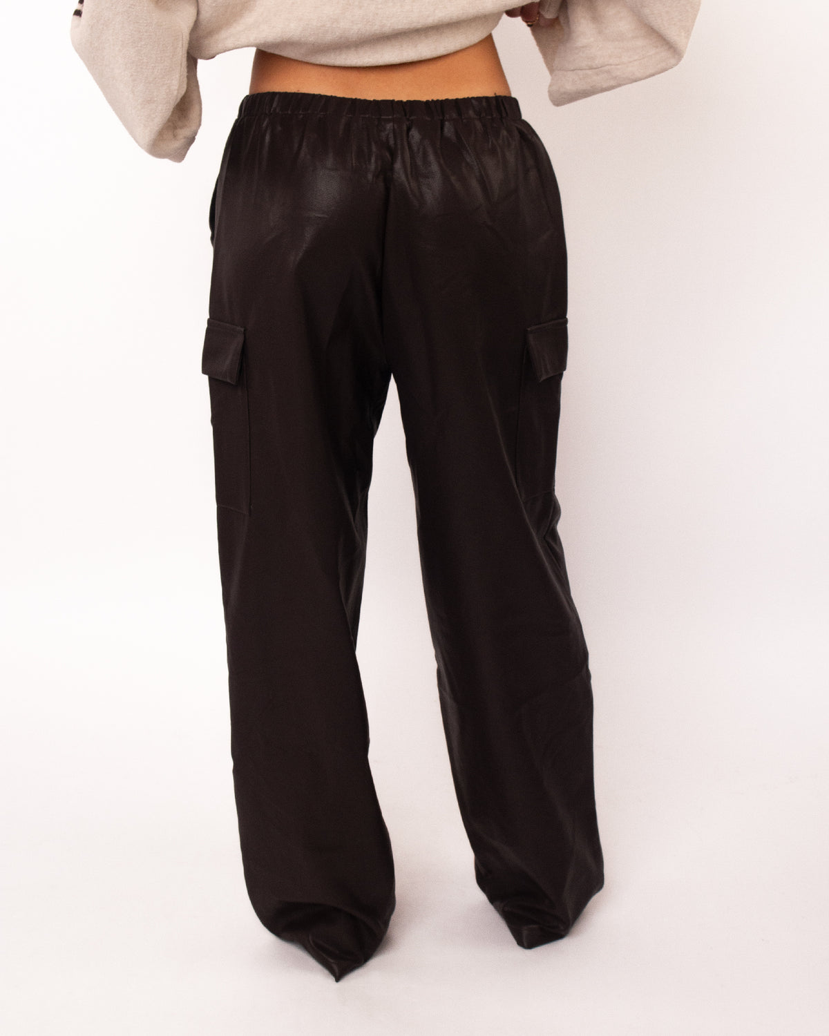 Leren cargo broek donkerbruin