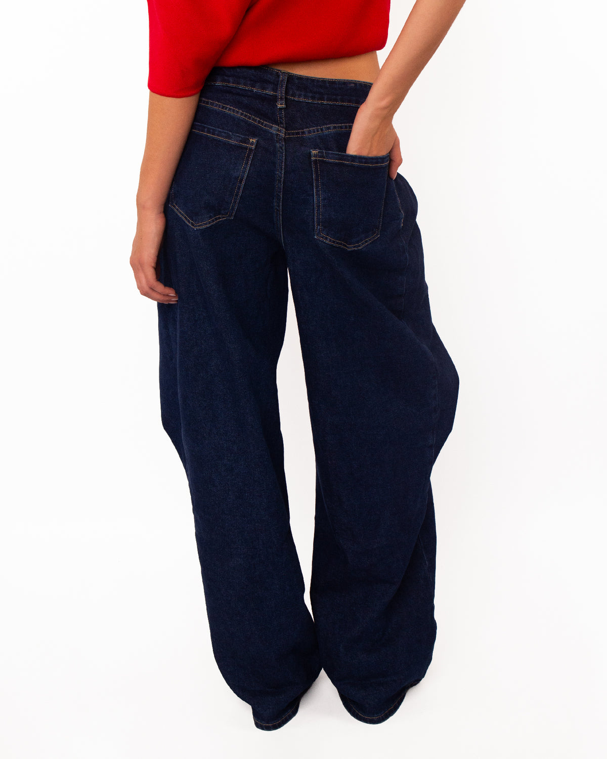 Double waist jeans donkerblauw