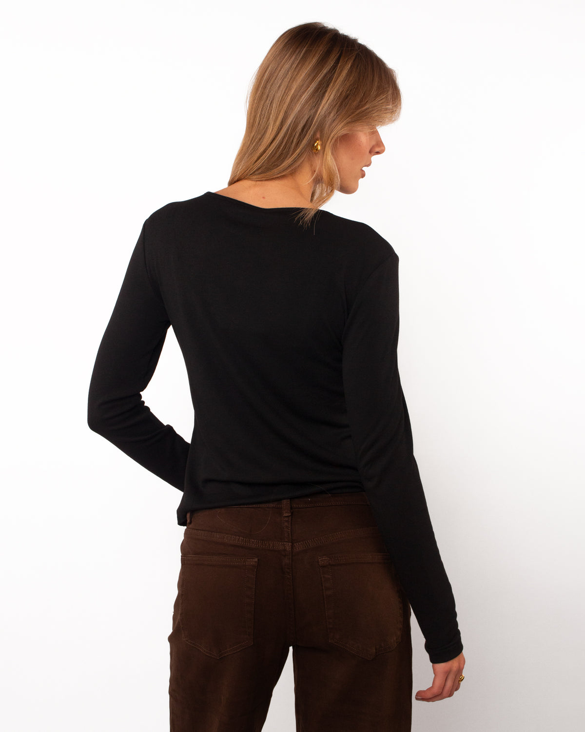 Basic shirt met lange mouwen zwart