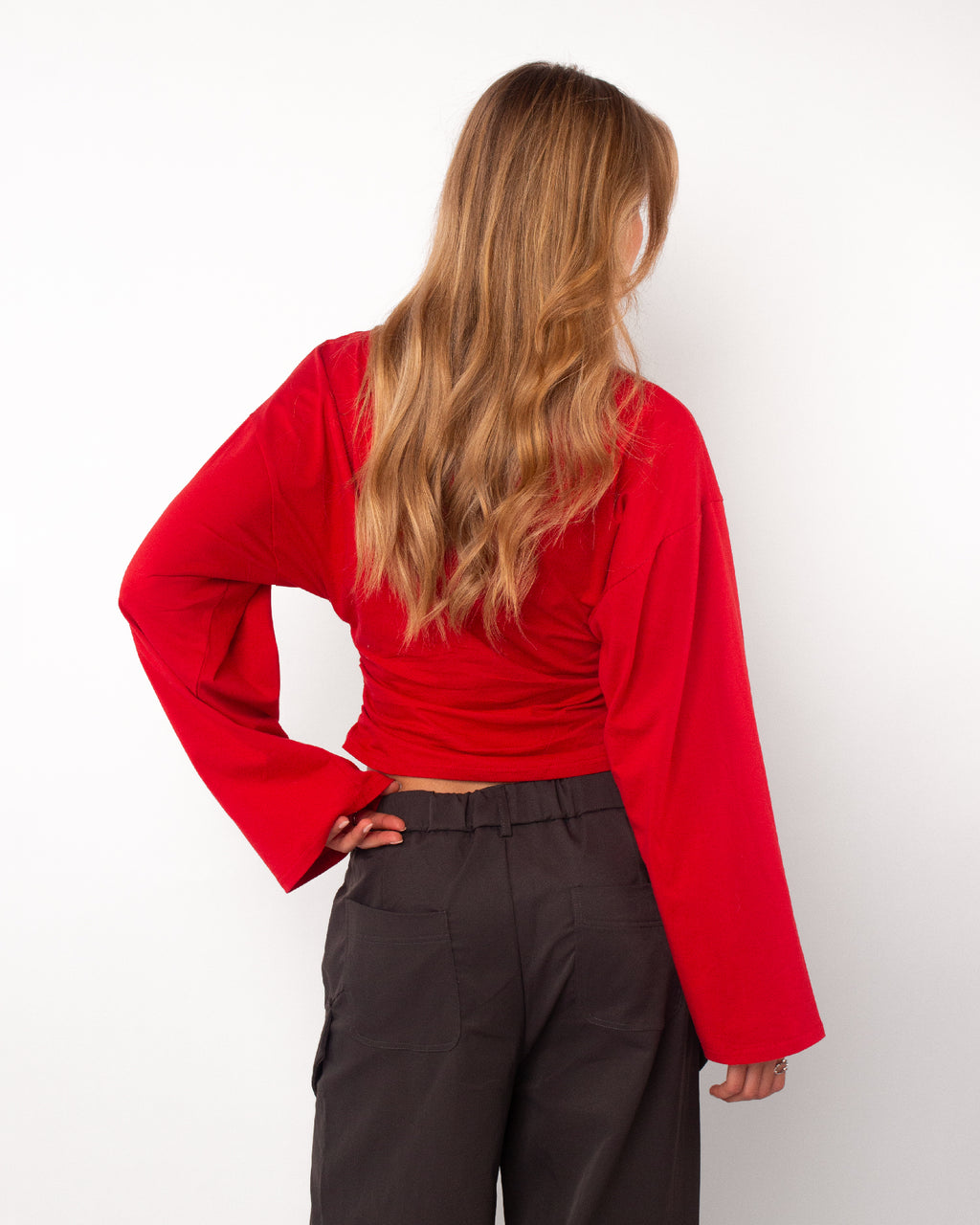 Getailleerde longsleeve rood