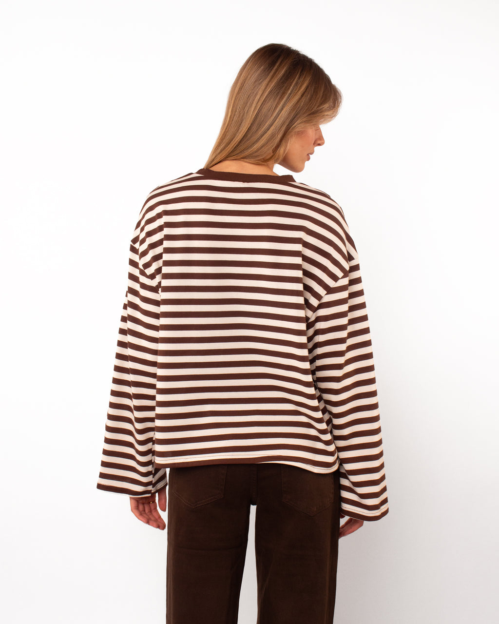 Strepen longsleeve bruin