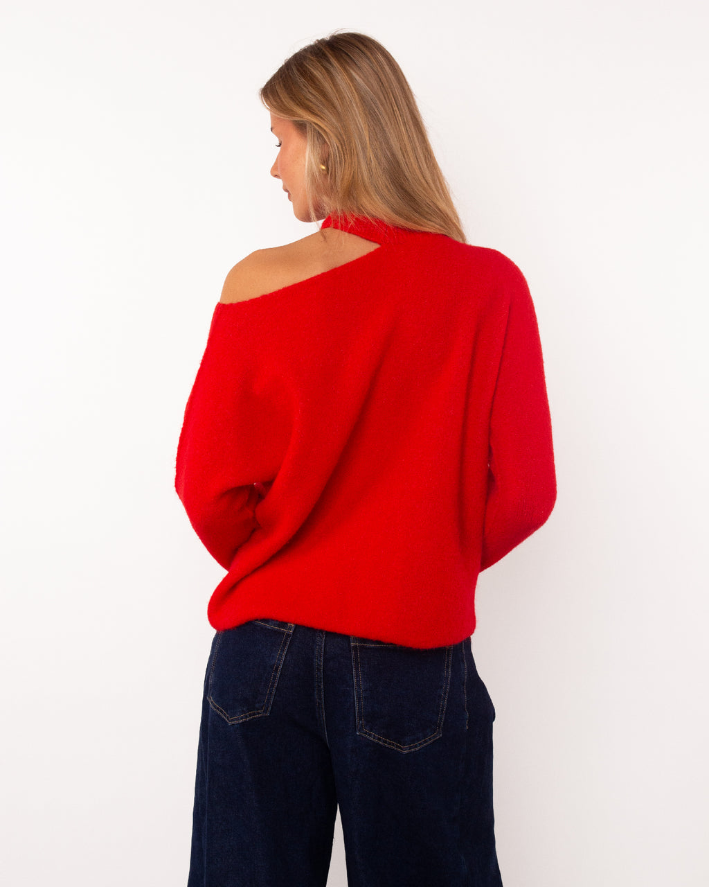 Trui met open schouder rood