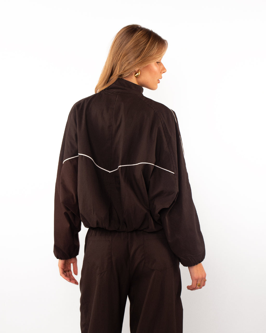 Sporty windjacket donkerbruin