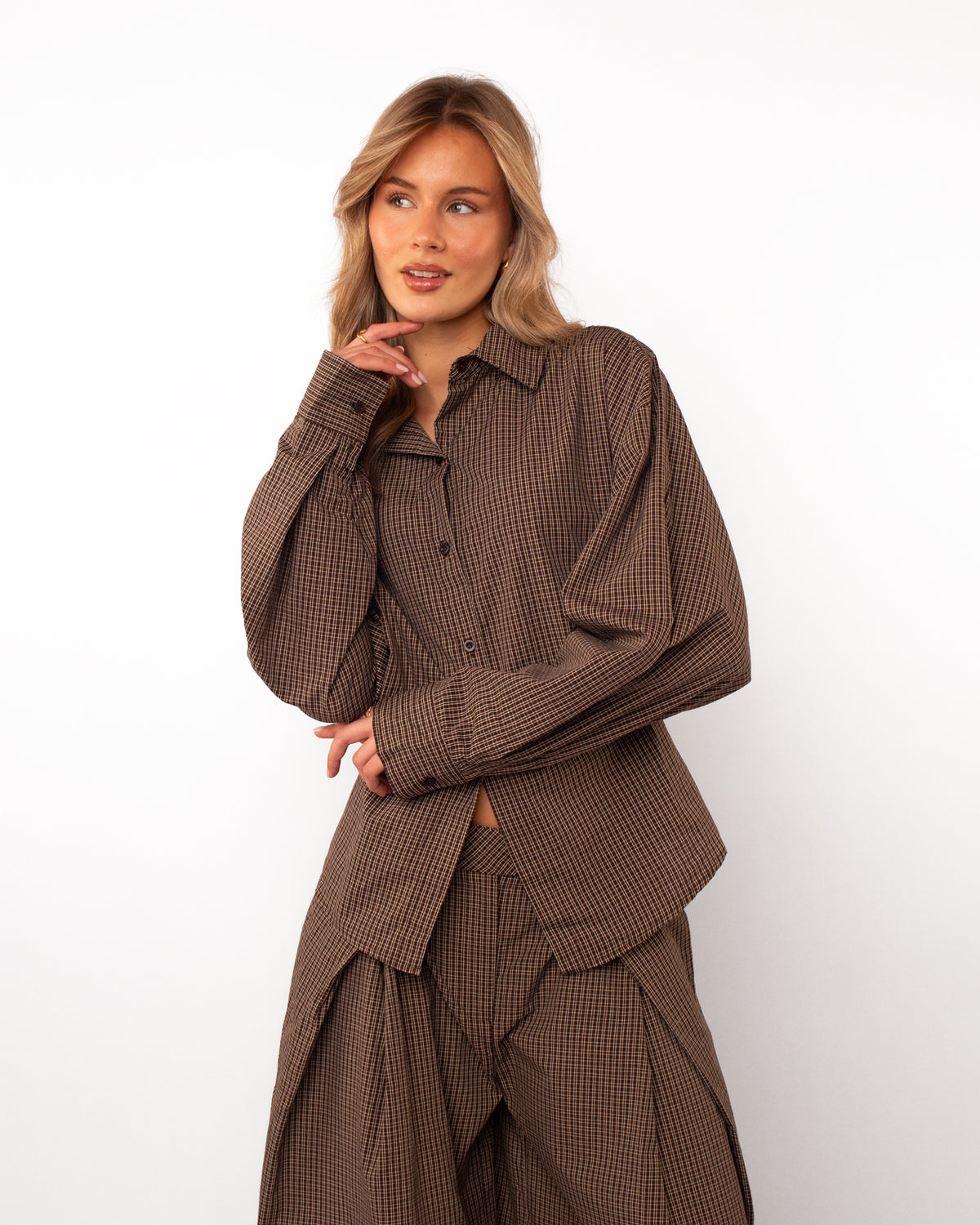 Geruite taille blouse