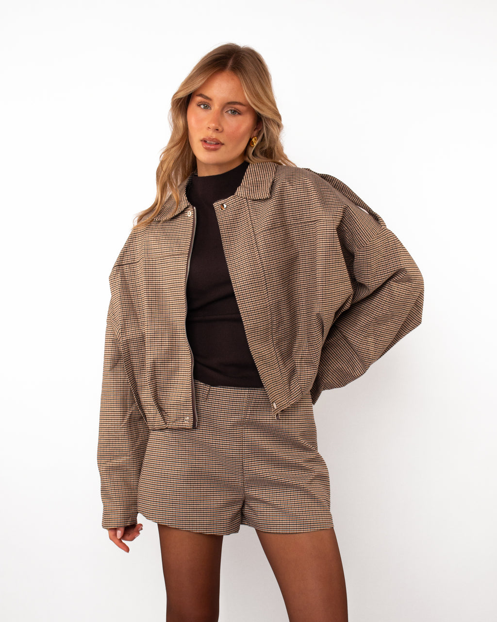 Geruite bomber jacket