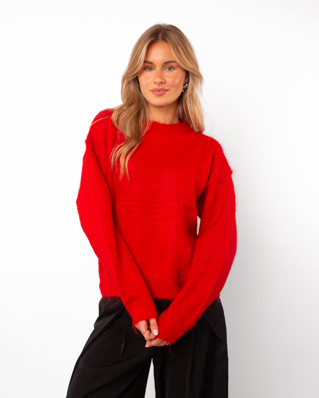 Basic soft trui rood
