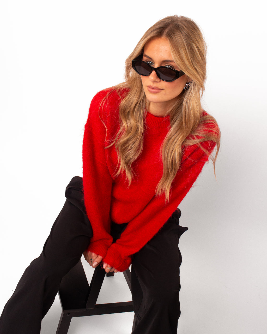 Basic soft trui rood