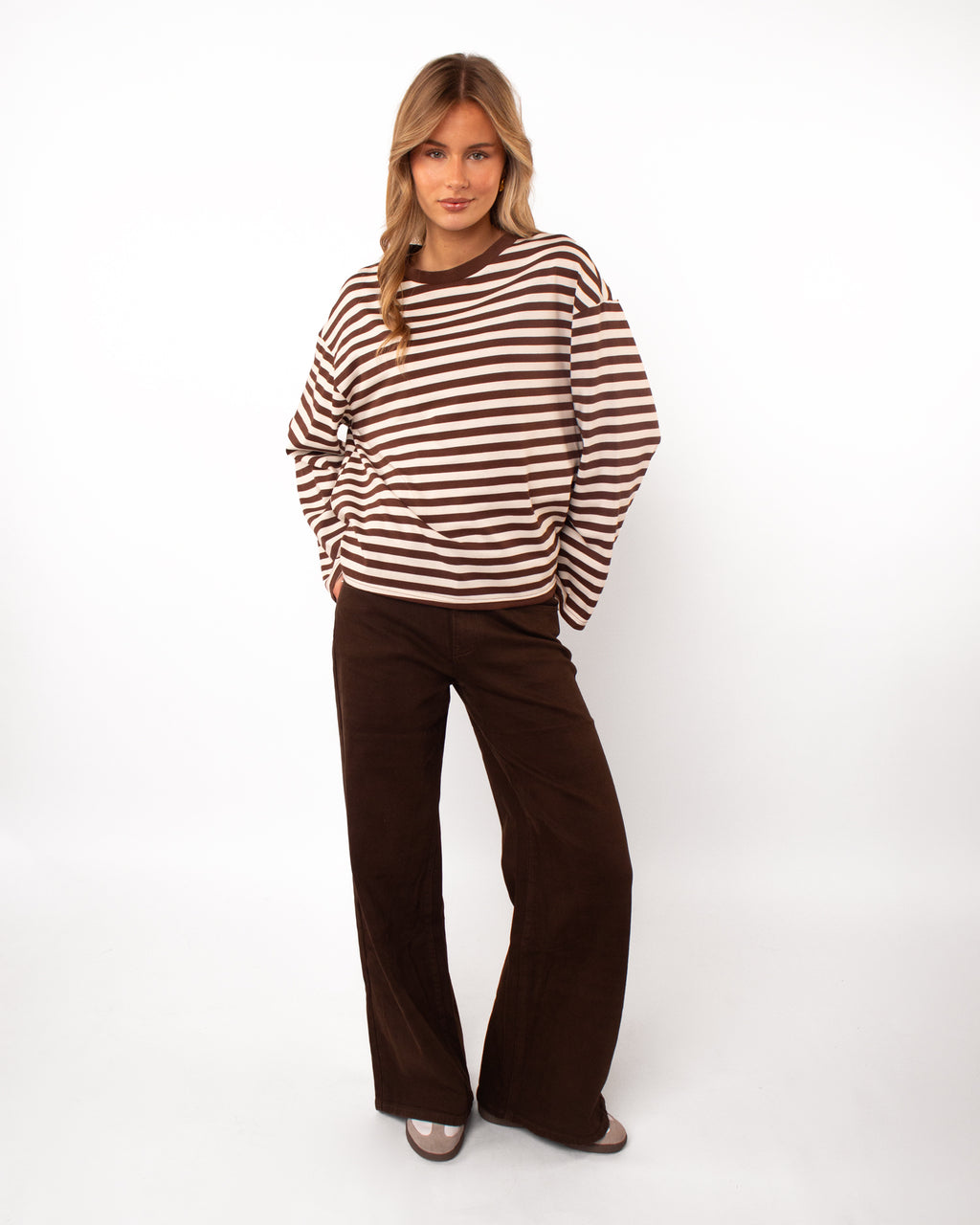Strepen longsleeve bruin