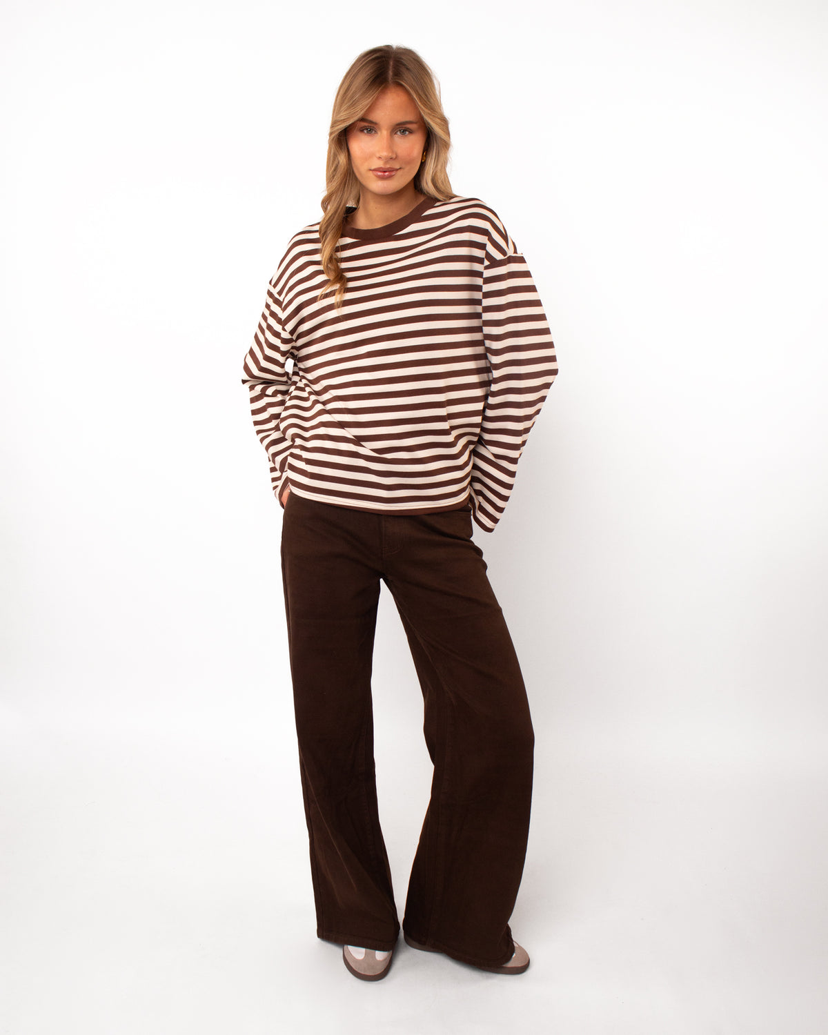 Strepen longsleeve bruin