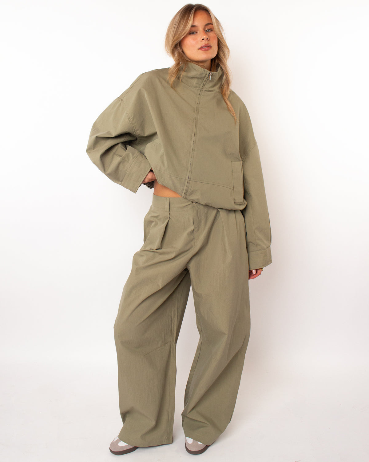 Loose fit jacket groen
