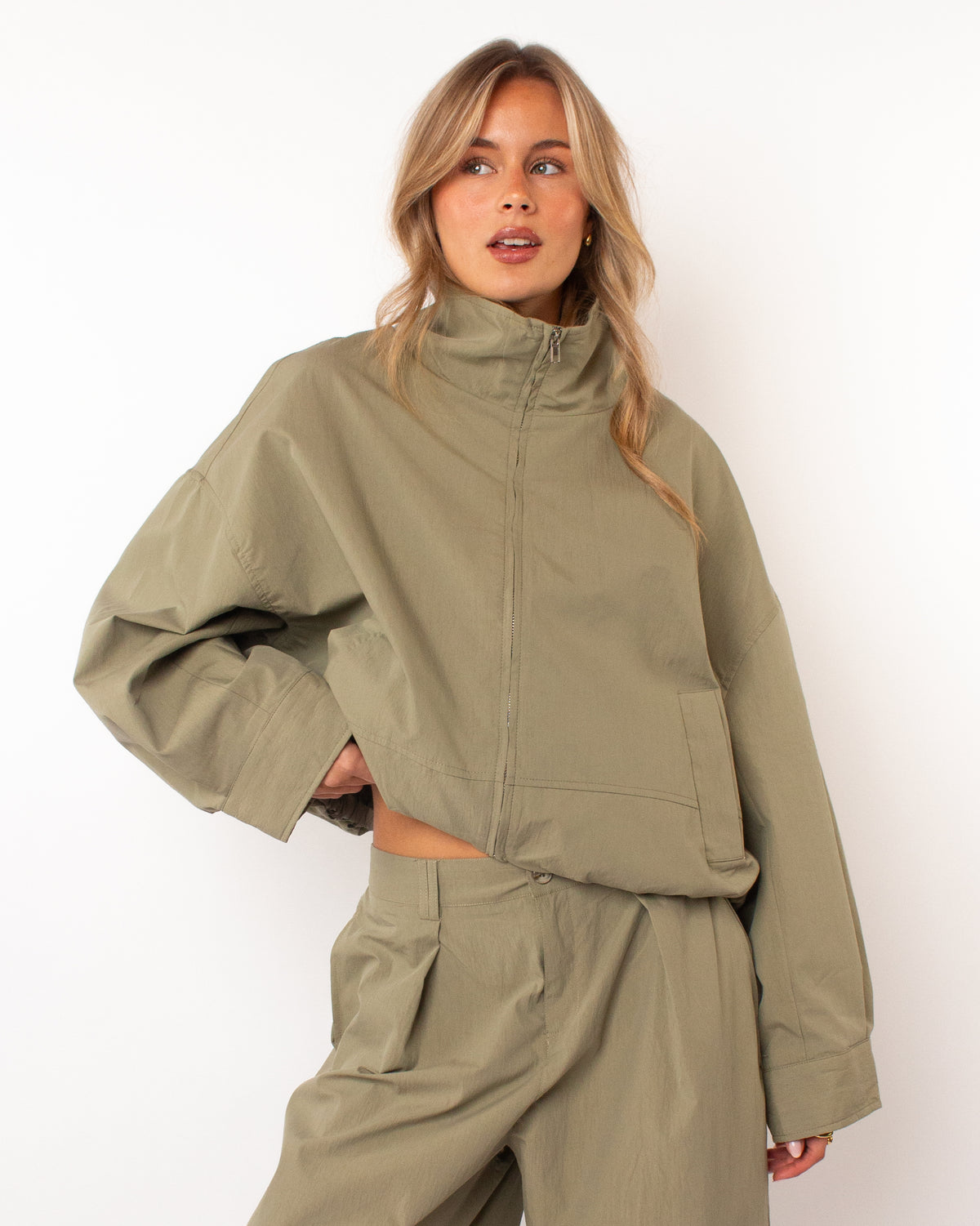 Loose fit jacket groen