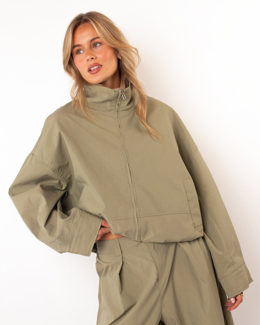 Loose fit jacket groen