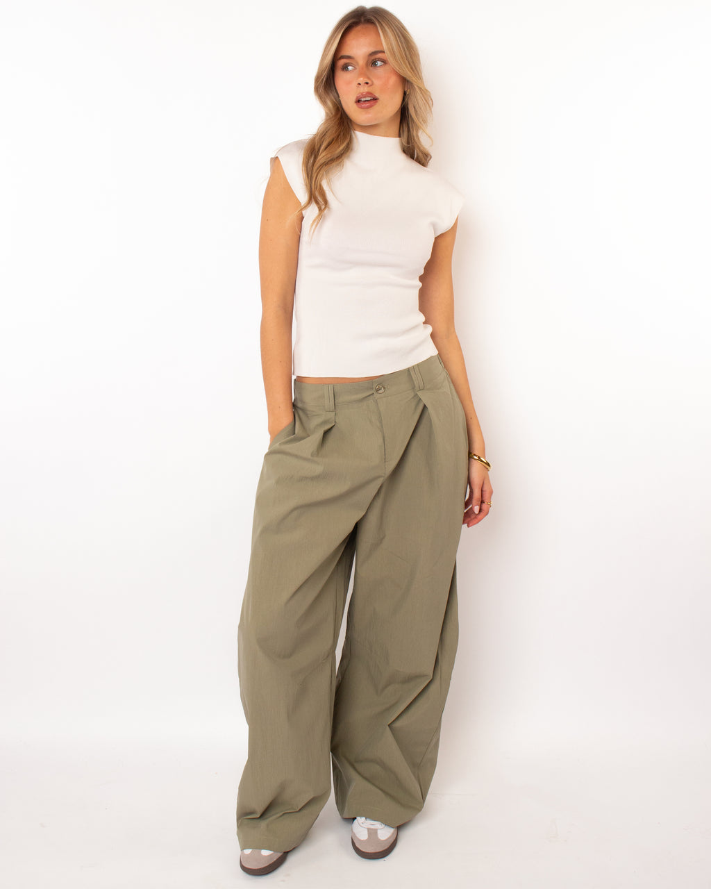 Loose fit cargo broek groen