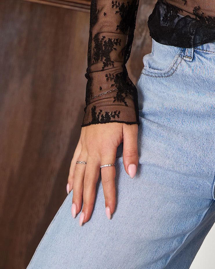 Ring met steentjes zilver
