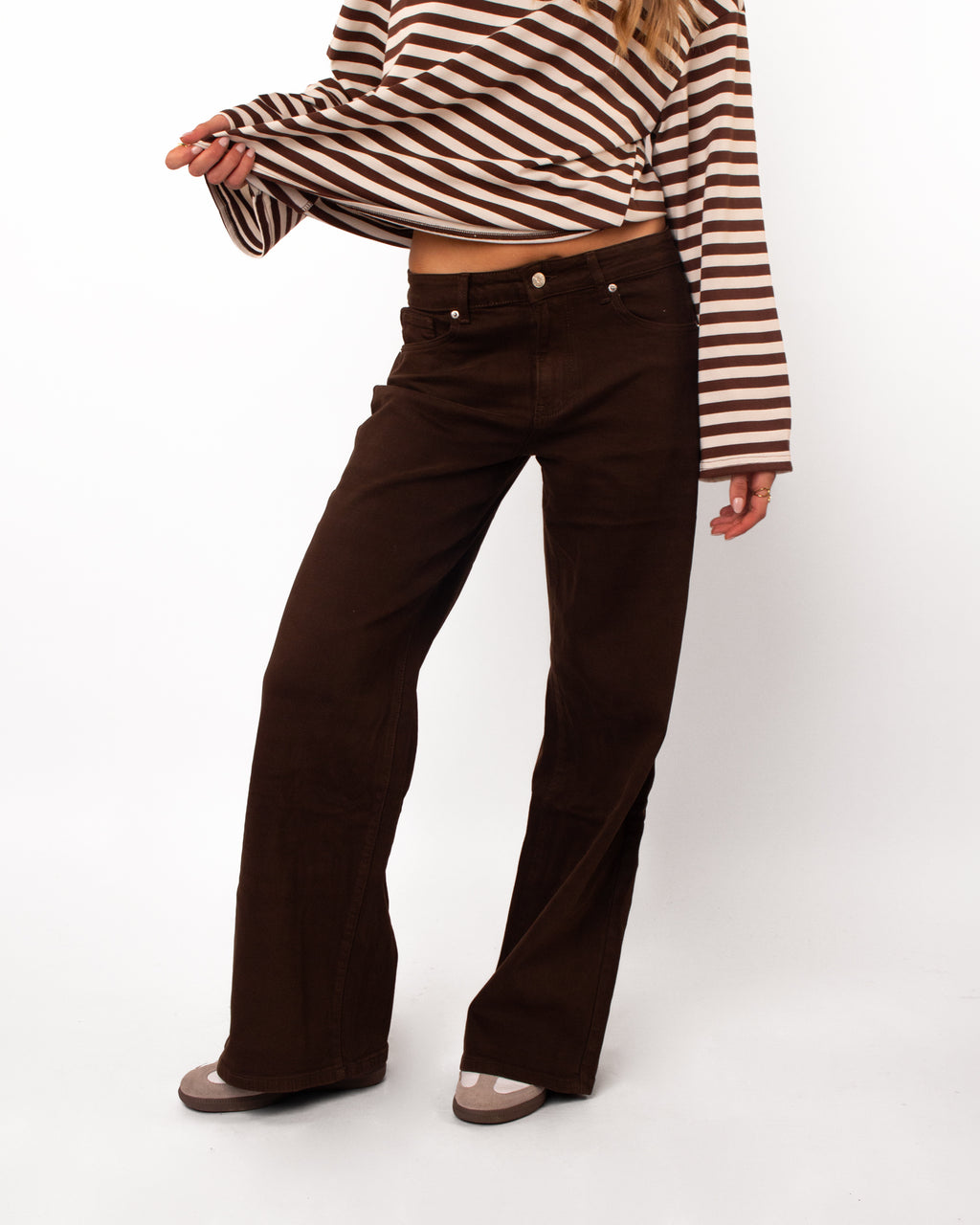 Wide leg jeans donkerbruin