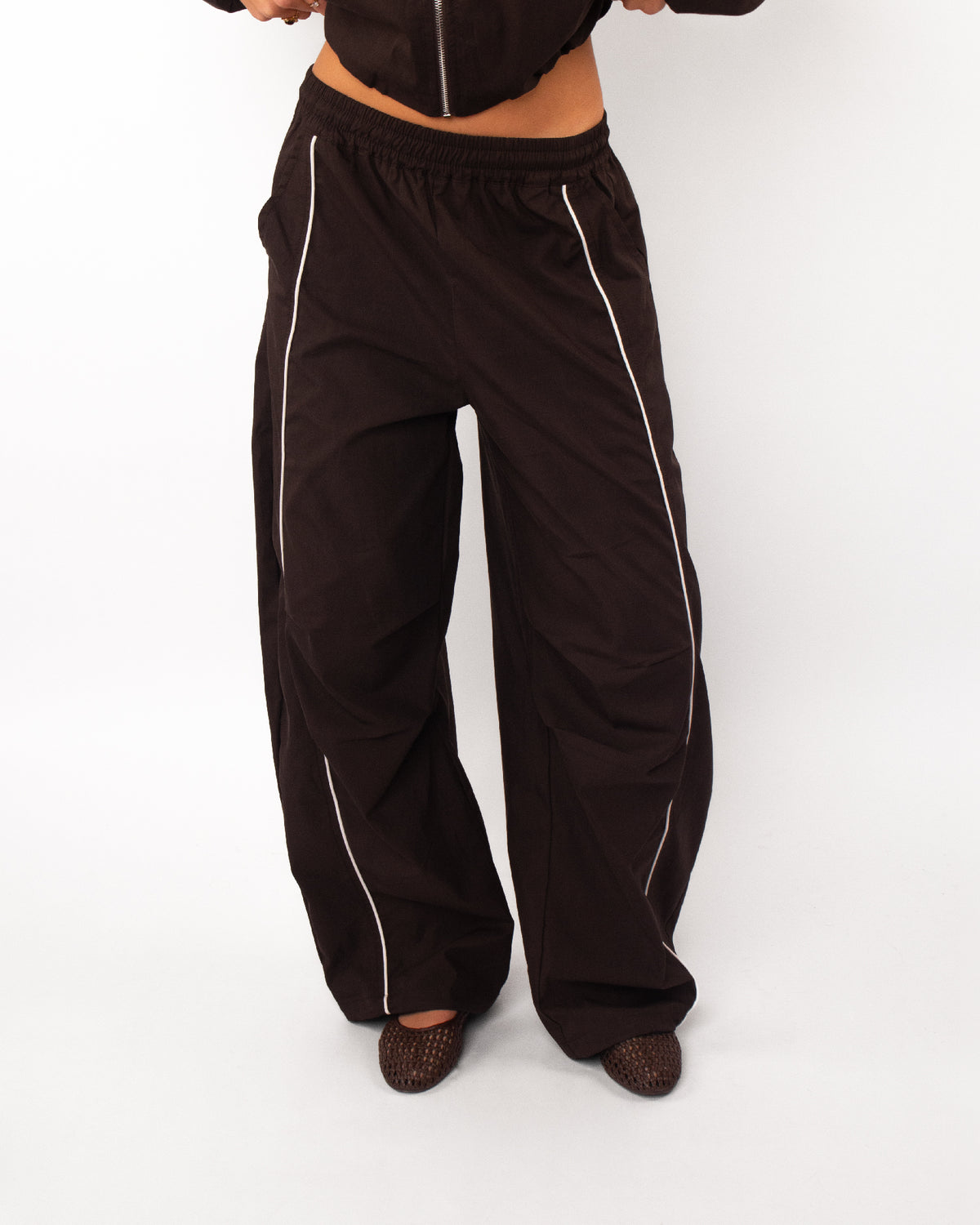 Sporty broek donkerbruin