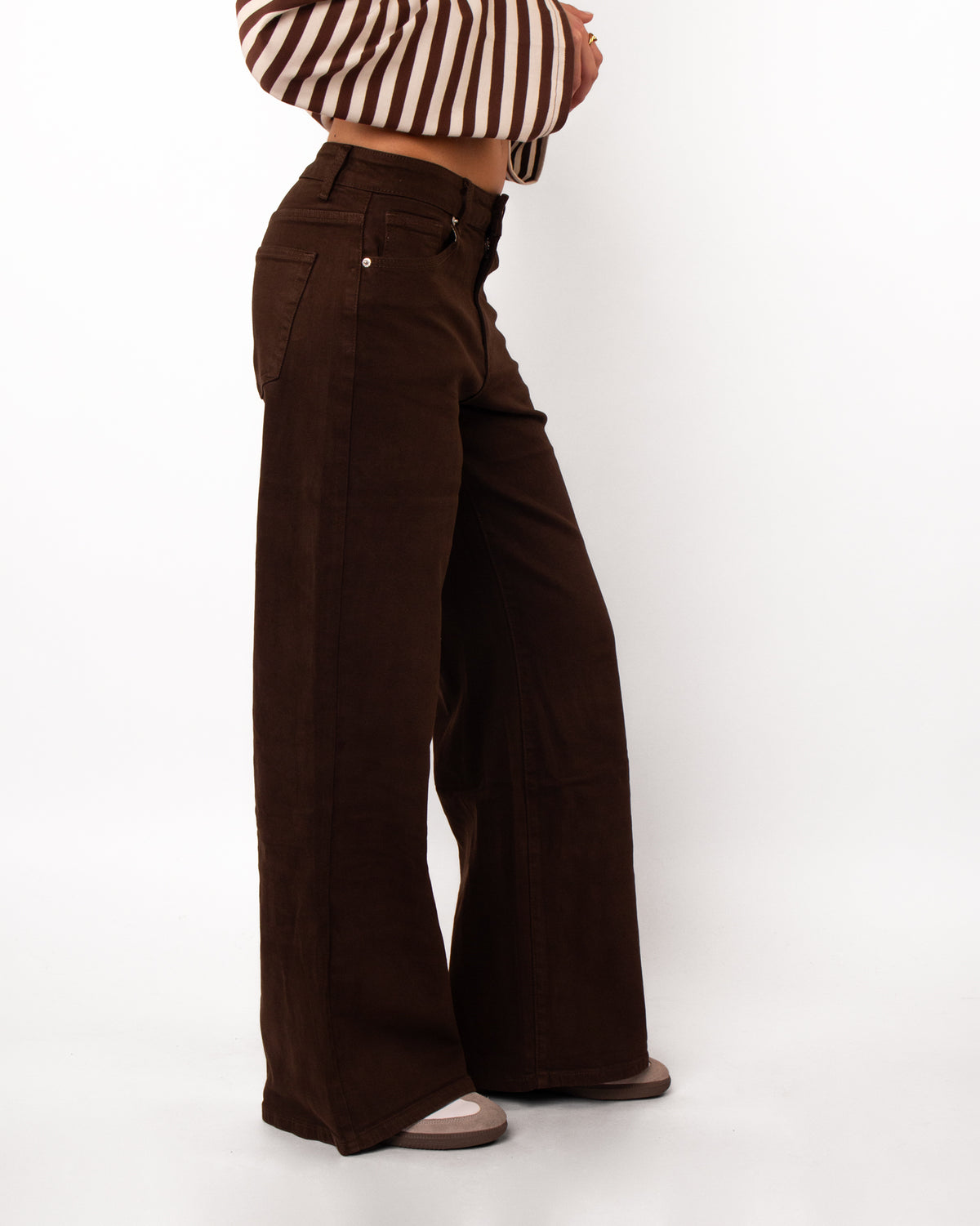 Wide leg jeans donkerbruin