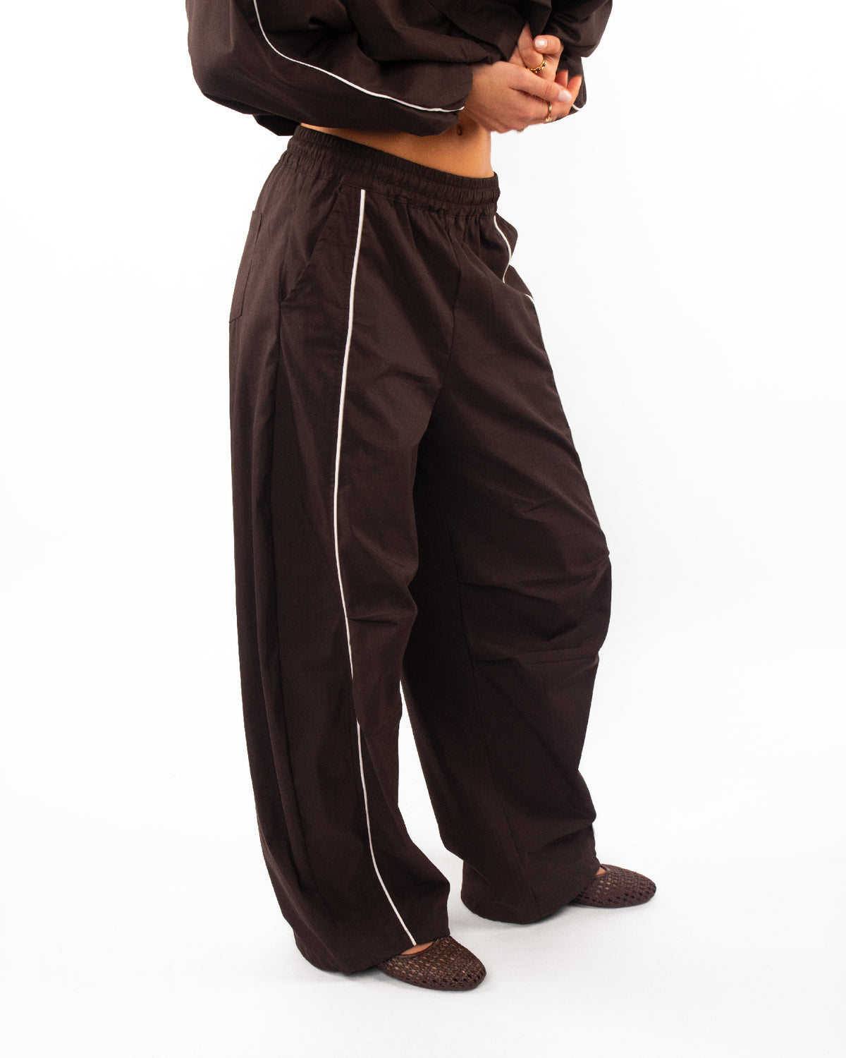 Sporty broek donkerbruin