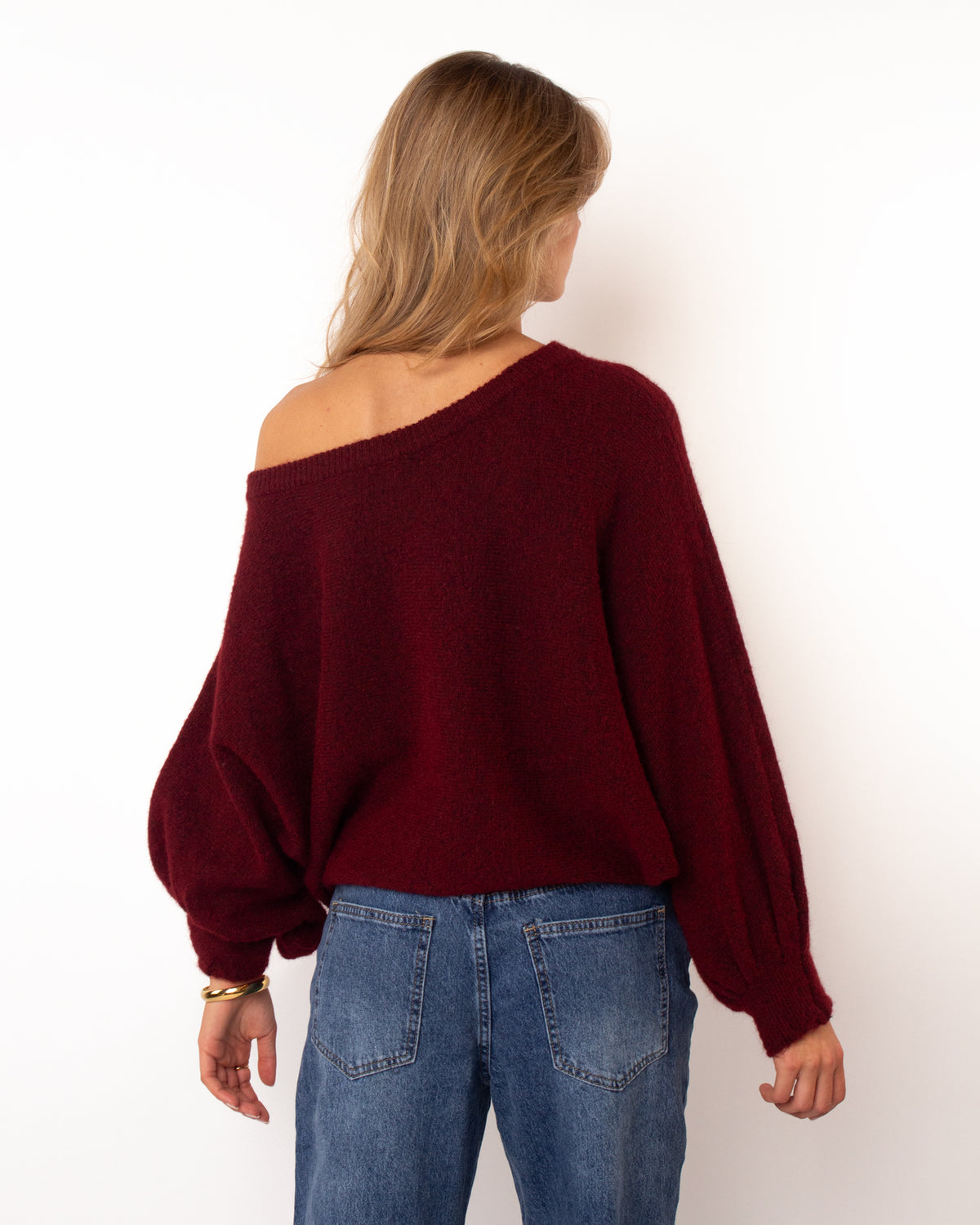 One shoulder trui bordeaux
