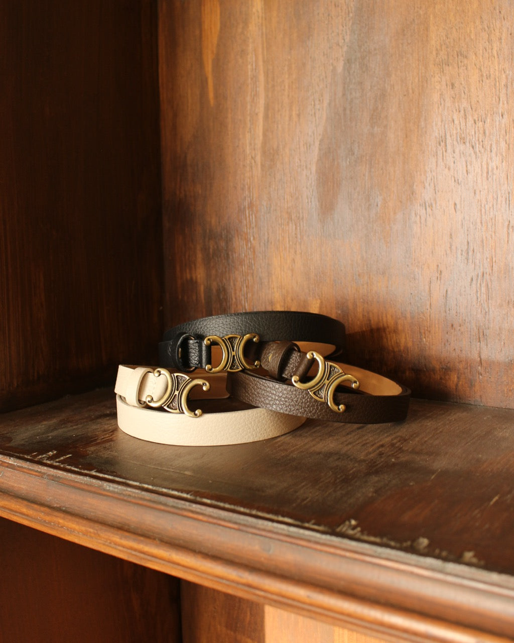 Leren riem met logo zwart